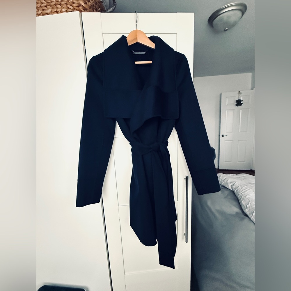 SOLD  Diane Von Furstenberg Navy Wool Blend Wrap Mackenzie Coat SZ M